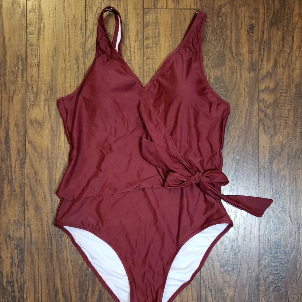 Maroon one piece bathing suit